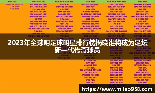 2023年全球明足球明星排行榜揭晓谁将成为足坛新一代传奇球员